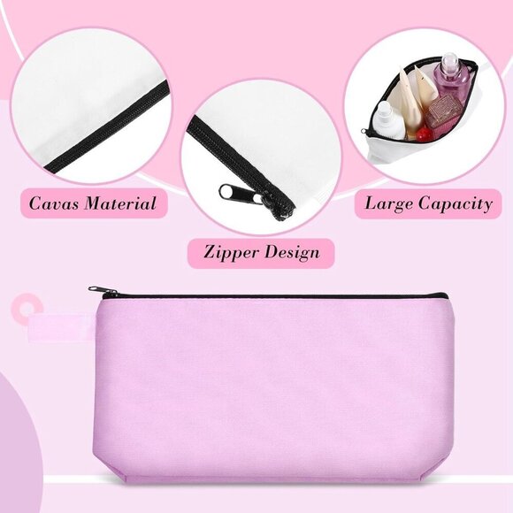 10 Pieces Canvas Makeup Bags Bulk for Women Travel Cosmetic Organizer Plain Stor - Picture 3 of 7